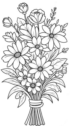 a bouquet of flowers coloring page