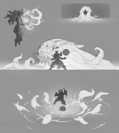 two different views of the same character in an animated video game, one with a demon and