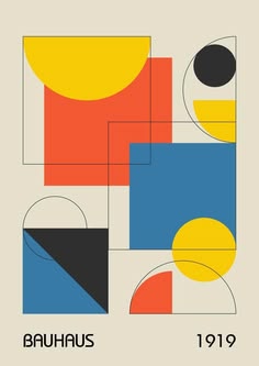Cool Geometric Shapes, Shape Layout Design, Bauhaus Style Graphic Design, Bauhaus Geometric Art, Bauhaus Graphic Design Layout, Bauhaus Layout Design, Abstract Art With Shapes, Modern Bauhaus Graphic Design, Bauhaus Art Poster