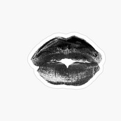 a black and white lip sticker with the shape of a kiss on it's lips
