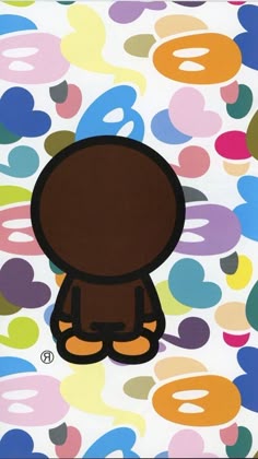 an image of a cartoon character on a colorful background with circles in the shape of letters