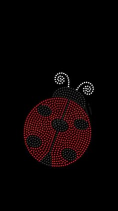 a red and black ladybug on a black background