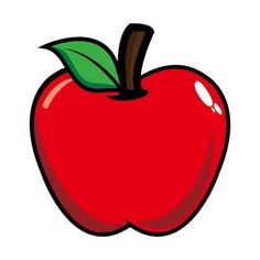 an apple with a green leaf on it's tip is shown in this image