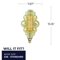 an image of a light bulb with measurements for the size and location of it on a white background