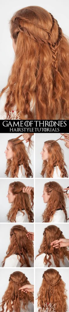 Hair Romance - Game of Thrones - hairstyle tutorials - Cersei Lannister rope… Cersei Hair, Cersei Hairstyle, Halloween Diy Hair, Easy Game Of Thrones Hair, Game Of Thrones Inspired Hair, Cersei Lannister Hairstyles, Lannister Hair, Game Of Thrones Inspired Hairstyles, Cersei Lannister Hair