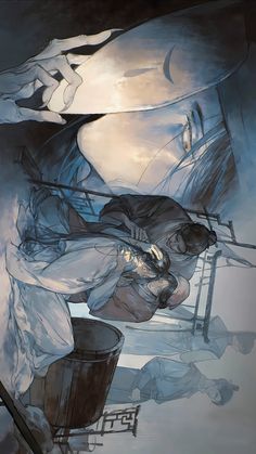 a drawing of a woman sitting on top of a chair