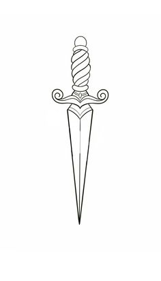 Dagger Tattoo Drawing, Blade Illustration, Simple Dagger Drawing, Dagger Line Art, Dagger Reference Art, Powerless Symbols, Dagger Drawings, Dagger Designs Ideas, Dagger Tattoo Simple