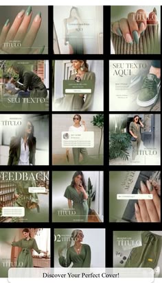 a collage of photos showing different styles of nails