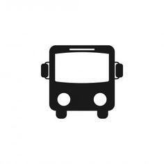 a black and white bus icon on a white background
