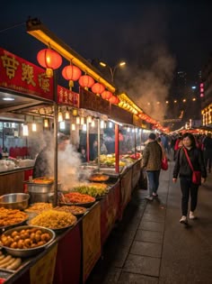 Experience the magic of Asia's night markets! 🌙 From sizzling street food to vibrant stalls under glowing red lanterns, these bustling hubs offer unforgettable flavors and sights. What’s your favorite street food experience in Asia?  Share your tasty adventures! . #travelasia #travel #travelphotography #travelgram #asia #wanderlust #travelblogger #travelblog #asiatravel Chinese Street Food Market, Thailand Night Market Food, Street Food In Singapore, Street Food In China, Chinese Food Market, Chinese Street Market, Street Food Stalls, Aesthetic Asia, Asia Street Food