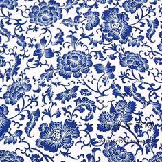 blue and white floral pattern on fabric