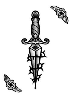 an old school dagger tattoo design