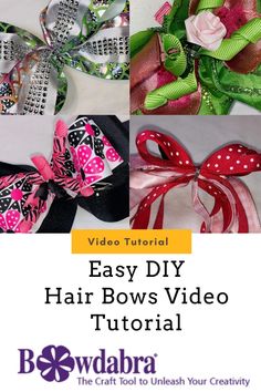 the video shows how to make hair bows with ribbon and sequins on them