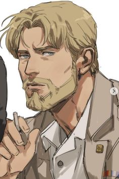 a drawing of a man with blonde hair and beard