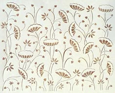an old paper with flowers and leaves drawn on it's sides in brown ink