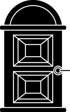 Black and White door icon or symbol.