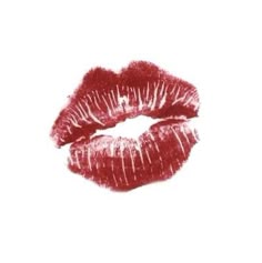 a red lipstick kiss on a white background