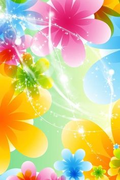 an image of colorful flowers with sparkles