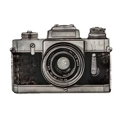 an old fashioned camera is shown in black and white