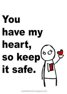 a cartoon character holding an apple with the words you have my heart, so keep it safe