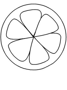 a slice of lemon is shown in this black and white drawing, it looks like an orange