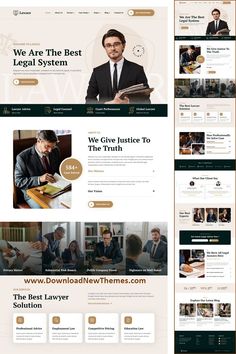 the website design for law firm is displayed on two separate screens, one with an image of