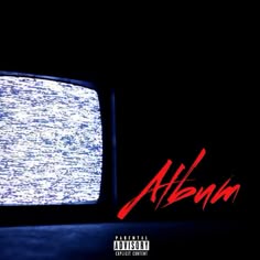 an old tv sitting in the dark with red writing on it