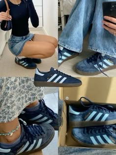 #adidas #samba #blue #shoes #outfits Samba Style Shoes, Sambas Adidas Blue, Samba Shoes Blue, Coloured Sambas, Adidas Sambas Navy, Samba Adidas Blue, Sambas Navy, Blue Addidas, Shoe Inspo 2025