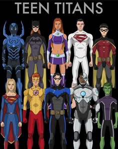 the teen titans are all dressed up in their costumes