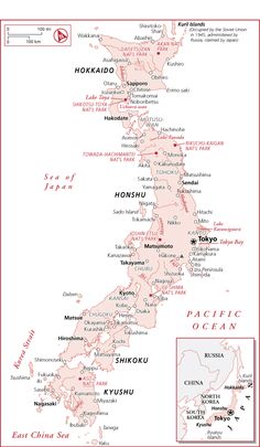 a map of japan with all the major cities