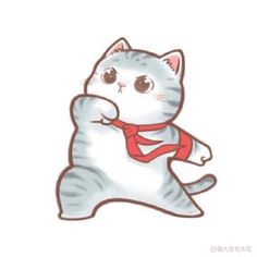 a drawing of a cat wearing a red tie