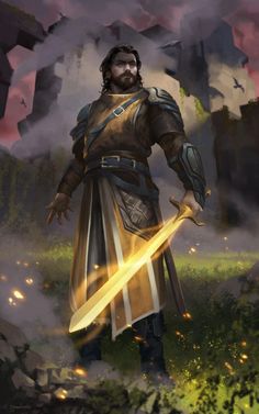 Dnd Paladin Shield, Shield Of Light, Paladin Dual Wield, Anglo Saxon Fantasy Art, Paladin Greatsword, Human Paladin Male, Paladin Longsword, Paladin With Greatsword, Warrior With Greatsword