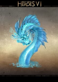 a blue dragon is floating in the water