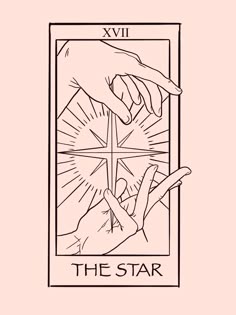 the star tarot card in black and white with hands reaching out to each other