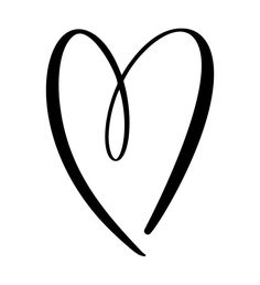 a black and white heart with the word love written in cursive writing on it
