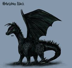 a drawing of a black dragon with spikes on it's back legs and wings