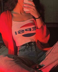 Pepsi
Crop top
Outfit
Fit
Summer 
Vape 
Jeans 
Red 
Microinfluencer 
Influencer
Vaper girl