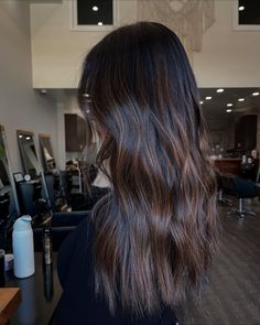 15 Dimensional Partial Highlights for Brunette Hair Chocolate Brown With Highlights Hair, Natural Highlights On Dark Hair, Warm Brunette With Dimension, Partial Brown Highlights, Brown Partial Highlights, Brown On Black Hair, Types Of Highlights For Hair Brunettes, Dark Brown Hair With Partial Highlights, Fine Highlights