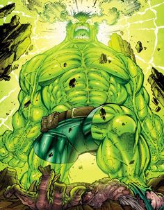 an image of the incredible hulk from avengers comics, with green and yellow colors on it