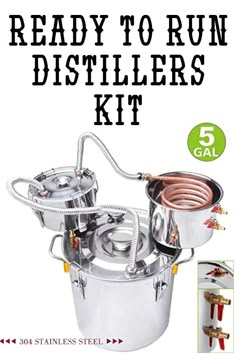 the ready to run distillers kit includes five stainless steel pots and hoses
