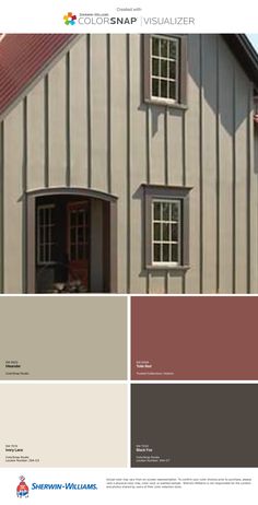 the color scheme for this house is neutral, and it has red roof shingles