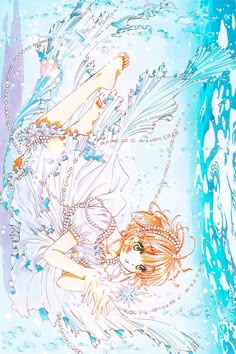 an illustration of a woman floating in the water