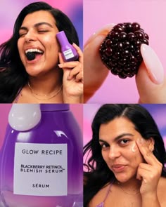 This powerhouse serum for ages 20+ is packed with skin-loving ingredients for a smoother, clearer complexion: 🌟 0.16% Triple-Retinoid Blend: Smooths texture, reduces discoloration, and minimizes fine lines & breakouts with minimal irritation 💧 8% Glycerin: Deep hydration to soothe & balance skin 💜 Blackberry Extract: Antioxidants for brightness & radiance. Reveal your glow with our Blackberry Retinol Blemish Serum 🌟 Purple Glow Recipe, Glow Recipe Cloud Berry Toner, Glow Recipe Retinol, Glow Recipe Cloudberry Toner, Glow Recipe Pomegranate Serum, Plum Plump Glow Recipe, Glow Recipe Plum Plump Moisturizer, Plum Glow Recipe, Glow Recipe Plum Plump