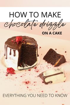 mini chocolate drizzle cake cut in to two slices