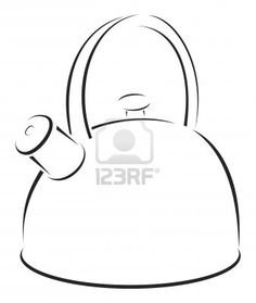 a black and white drawing of a kettle
