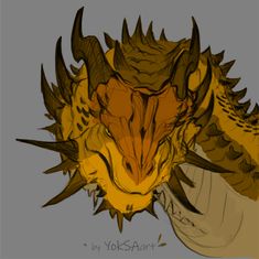 the head of an animal with large horns and sharp fangs on it's face