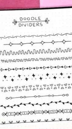 a notebook with doodle dividers on it