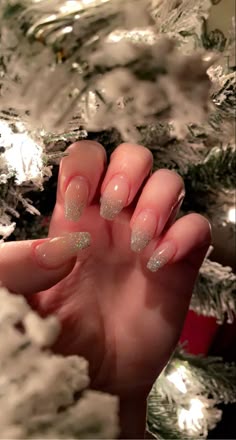 Nails, Sparkle, Holiday, ombré, French, coffin filed