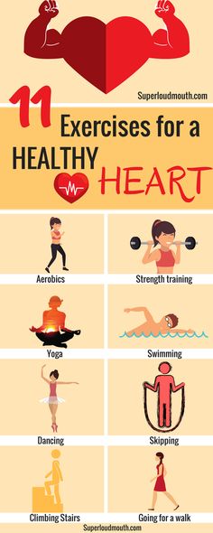 11 Exercises to do at home for a healthy heart #healthyheartexercises Heart Healthy Workout, Heart Healthy Exercise At Home, Heart Health Workout, Exercises Good For The Heart, Healthy Heart Exercise, Heart Exercise At Home, Cardiac Exercise At Home, Heart Health Infographic, Heart Health Tips Infographic