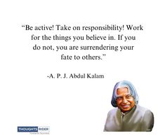 an older person with a quote on it that says be active take on responsibility work for the things you believe in